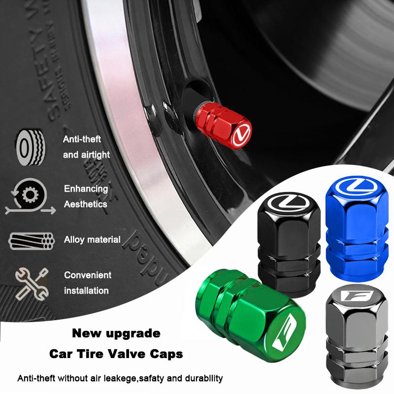 Metal Car Wheel Tire Valve Caps Air Stem Covers For Lexus F SPORT LBX NX RX 350h 450h Plug-in Hybrid ES UX 300e GX460 Ct200h GSFL2