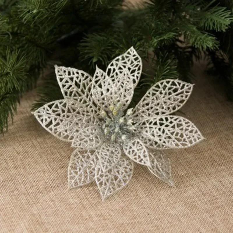 Christmas Simulation Flowers Xmas Tree Decorative Wreath Ornaments Hollowed Out Flower Merry Christma Natal Navidad Party Decor
