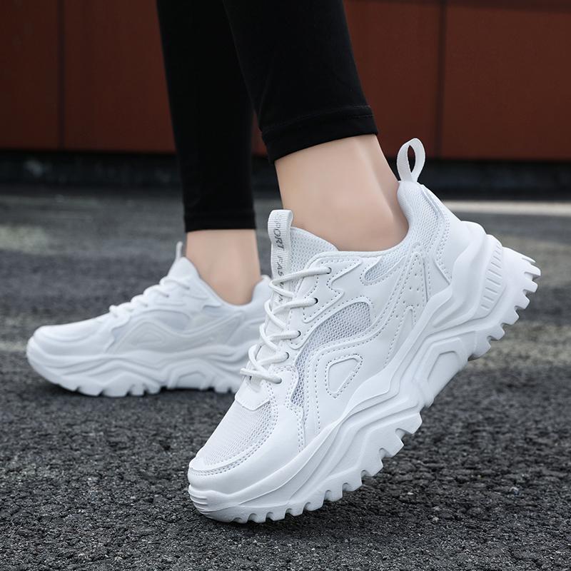 Женская обувь на высоком каблуке с толстой подошвой, весенне-осенняя женская резиновая легкая спортивная обувь для бега на открытом воздухе для фитнеса и улицы