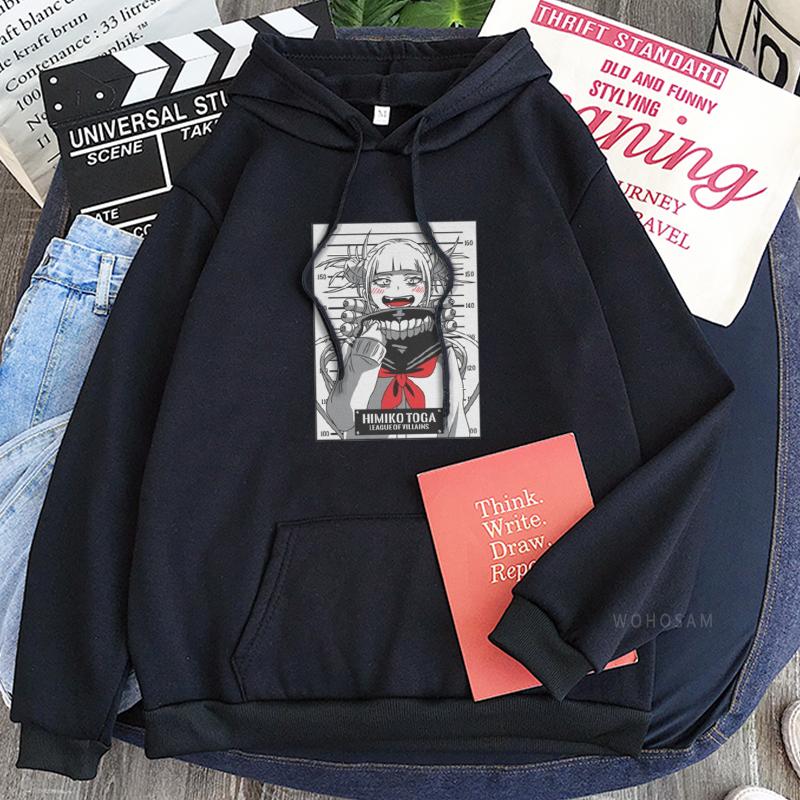 Смешные японские аниме манга Моя геройская академия Химико Тога Худи Толстовка Женские Мужские Харадзюку Уличная одежда Зимние Пэчворк Худи