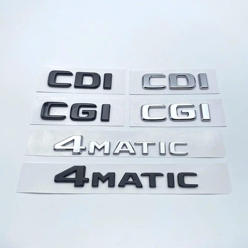 Буквы-эмблема для Mercedes Benz CDI CGI TDI 4Matic, Стайлинг автомобиля, табличка с логотипом багажника, наклейка с логотипом, плоские шрифты, серебристый, глянцевый, черный