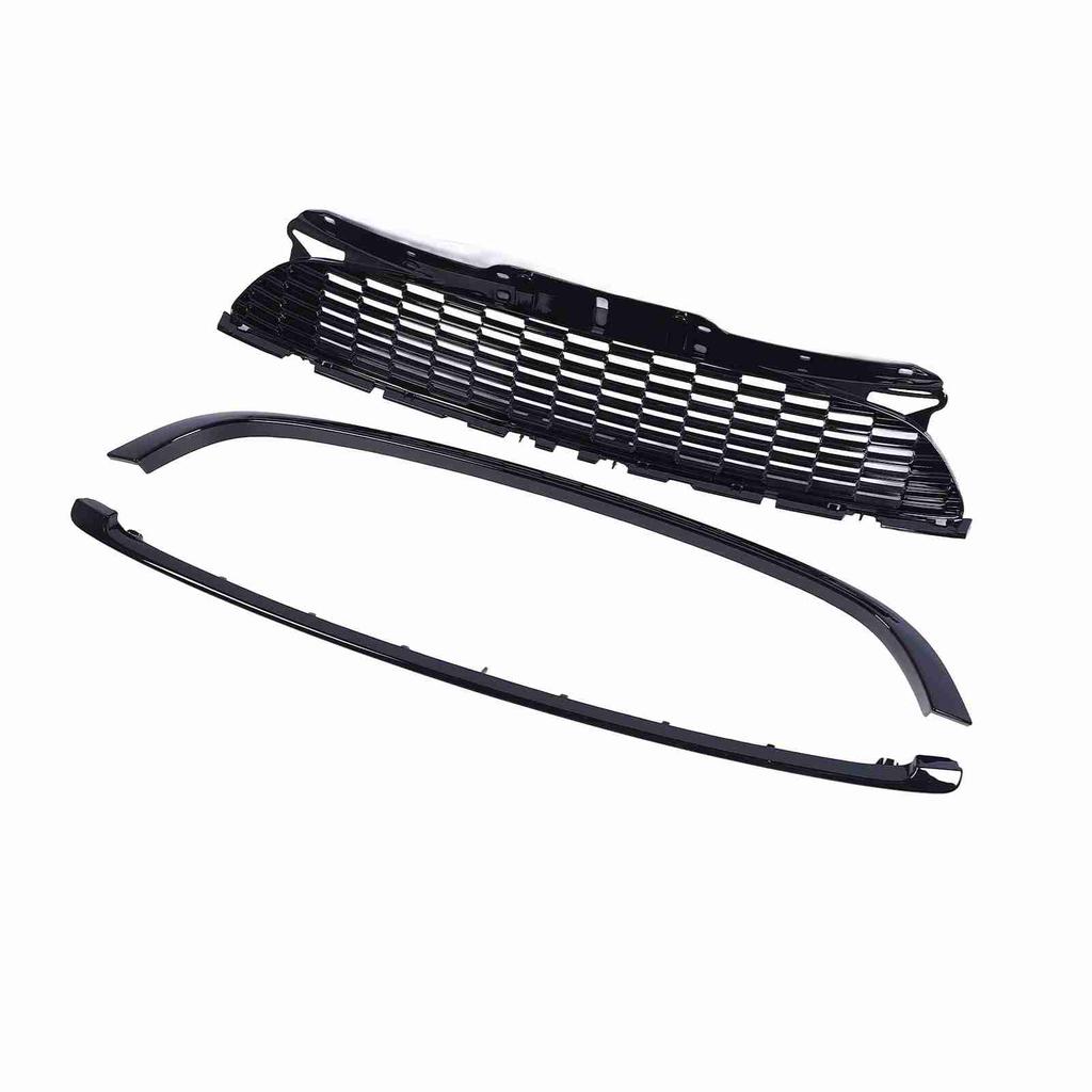 3PcsSet Glossy Black Front Hood Molding Grille Surround Cover Trim Kits for R55 R56 R57 R58 R59 S