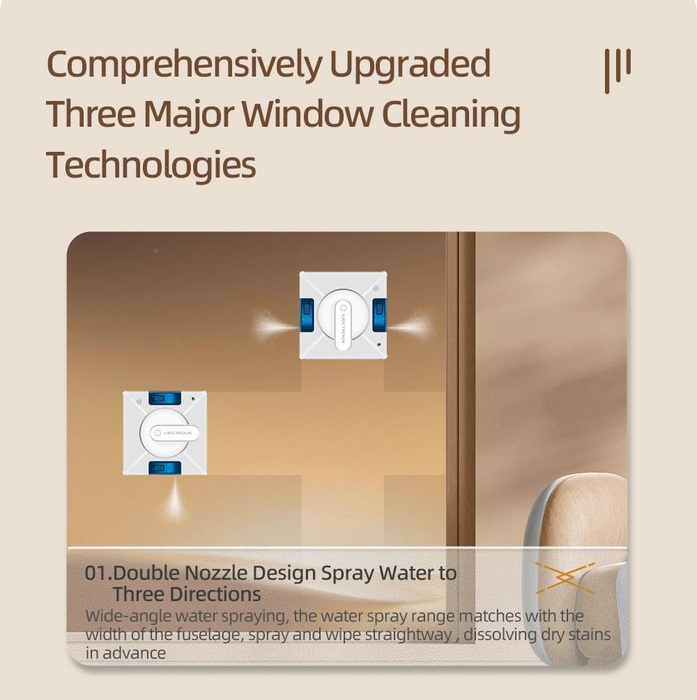 LIECTROUX YW509 Robot Window Cleaner, Double Water Tank, 3000Pa Suction Power, Smart Path Planning, Remote Control