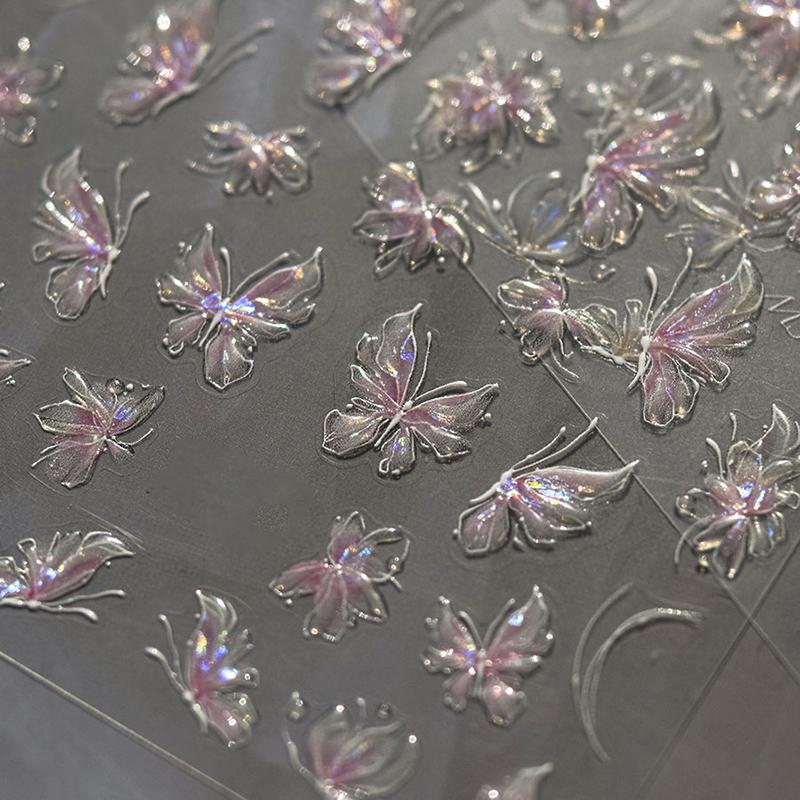 Наклейка для ногтей в форме бабочки Авроры, клей для улучшения реалистичности, стереоскопический маникюрный салон своими руками