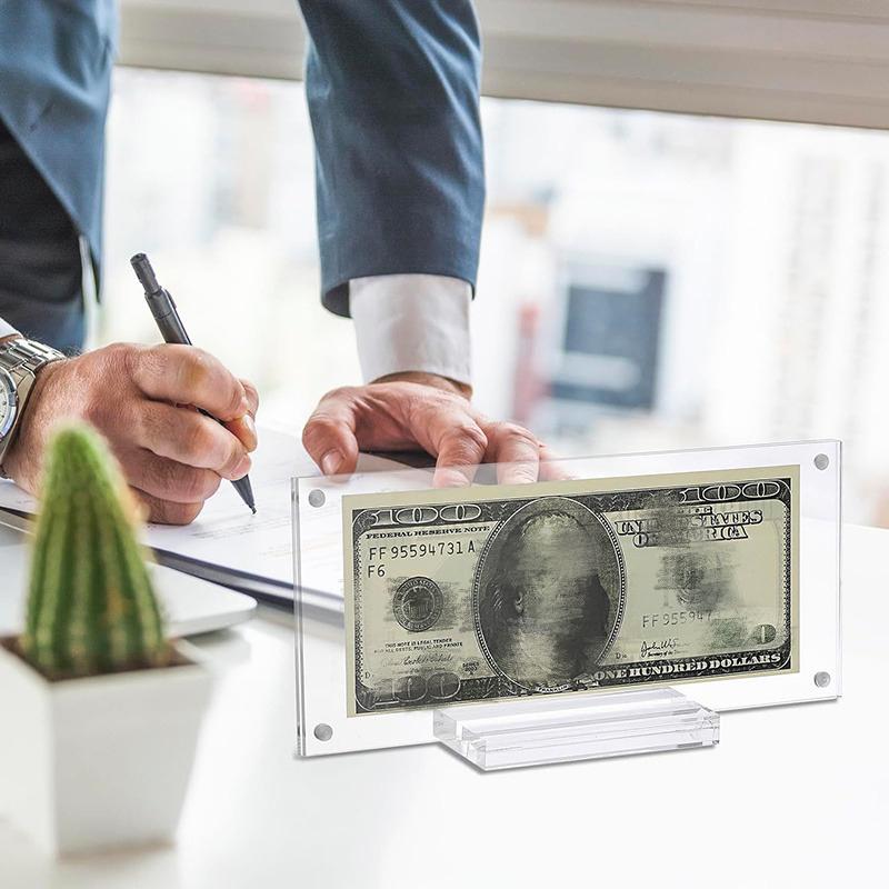 Рамка для фотографий с памятными монетами в виде долларовых купюр, с основанием, прочный прозрачный акриловый дисплей для домашнего стола, дисплей для коллекции