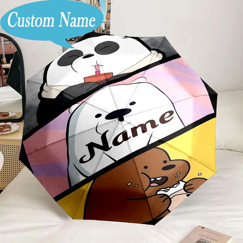 Custom Name Umbrella Christmas Bears Celebration Umbrella 8-Frame for Travel, Camping, Casual Lightweight Portable, Essential for Family Gifts