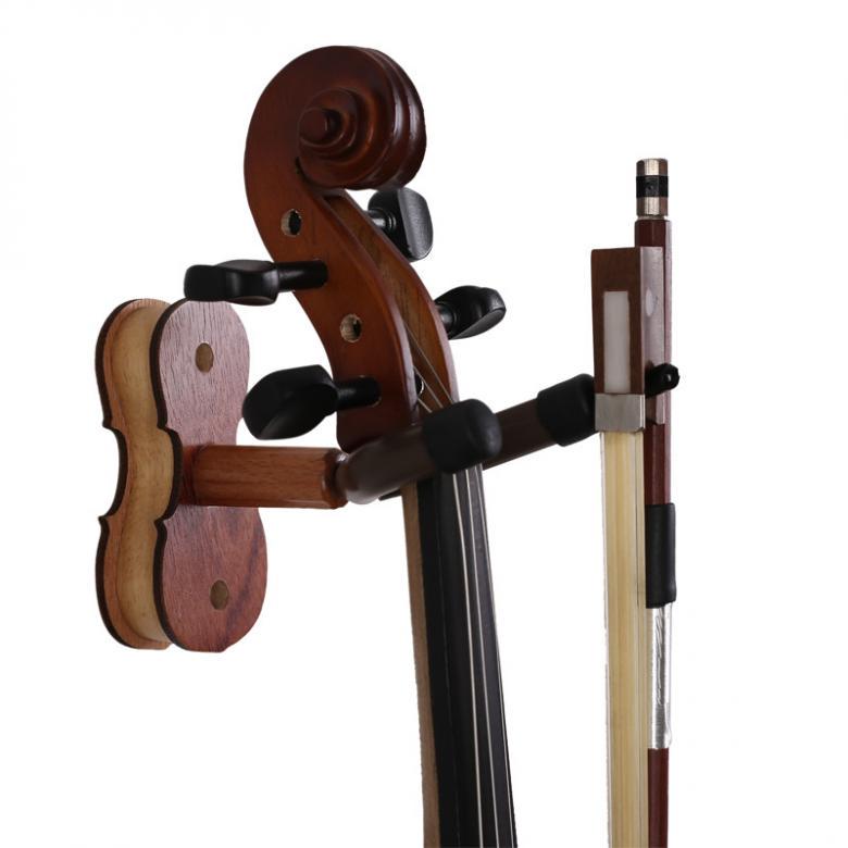 Detachable Rosewood Wall Mount Violin Hanger Hook with Bow Holder for Store Show Storage Violin