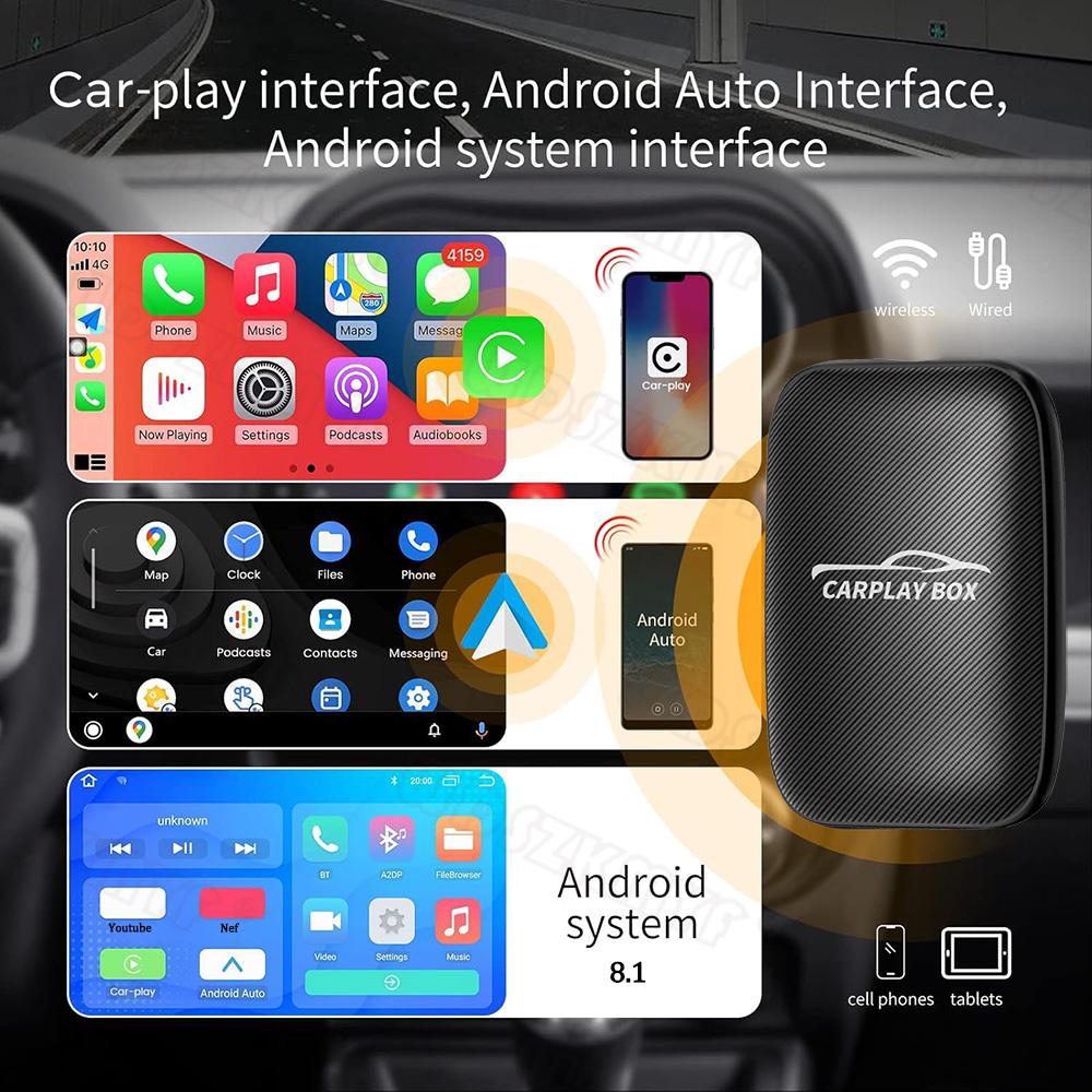 4 в 1 Carplay Ai Box Android Auto Беспроводной адаптер Carplay Car Multimedia Player Поддержка YouTube Netflix Car Streaming