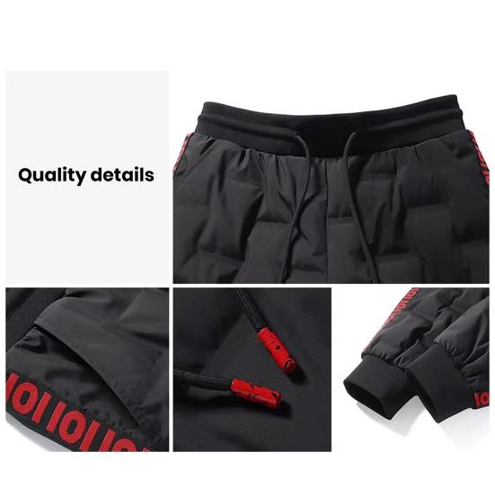 Осень-зима пуховые брюки с эластичной резинкой на талии и шнурком, однотонные утолщенные теплые брюки, ветрозащитные зимние теплые хлопковые брюки