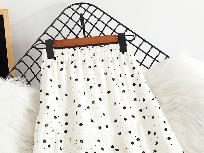 Платье миди с цветочным принтом и принтом в горошек большого размера - Женская летняя А-силуэтная юбка