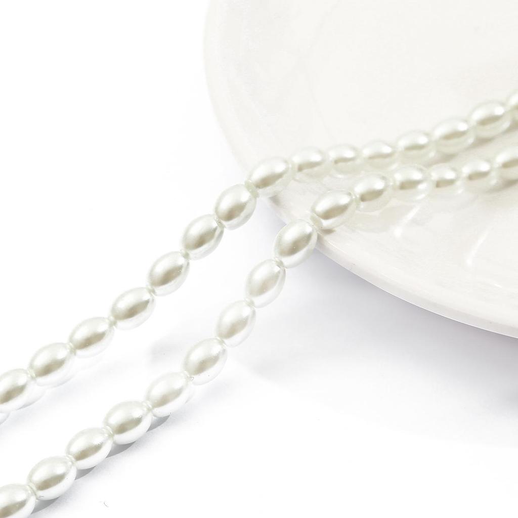 80 см стеклянные искусственные жемчужины бусины белые цвета слоновой кости овальные бусины для изготовления ювелирных изделий своими руками ожерелье браслет серьги фурнитура