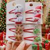1 пара милых рождественских заколок для волос - Снеговик, Олень и Елка, аксессуары для волос с блестящими красными резинками, заколки для хвостика и челки