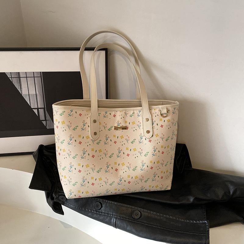 Сумка-тоут с цветочным принтом для женщин, модные, большой емкости, универсальные сумки, новые осенние сумки на одно плечо для поездок на работу