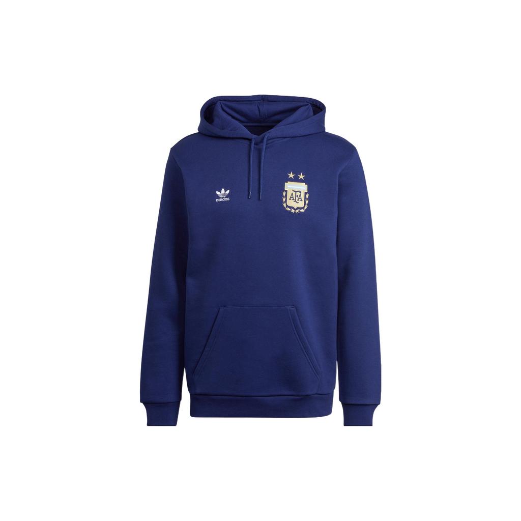 Adidas Originals Trefoil Print Logo Argentina Football Hooded Pullover Sweatshirt Men Tops Blue IC1852