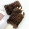 Real Mink Fur Fingerless Gloves for Women Girls Natural Fur Knitted Mittens Warm Soft Luxury Winter Gloves