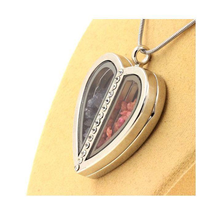 Pierres et Minéraux. Collier Saphir + Spinelle brut. Modèle coeur.