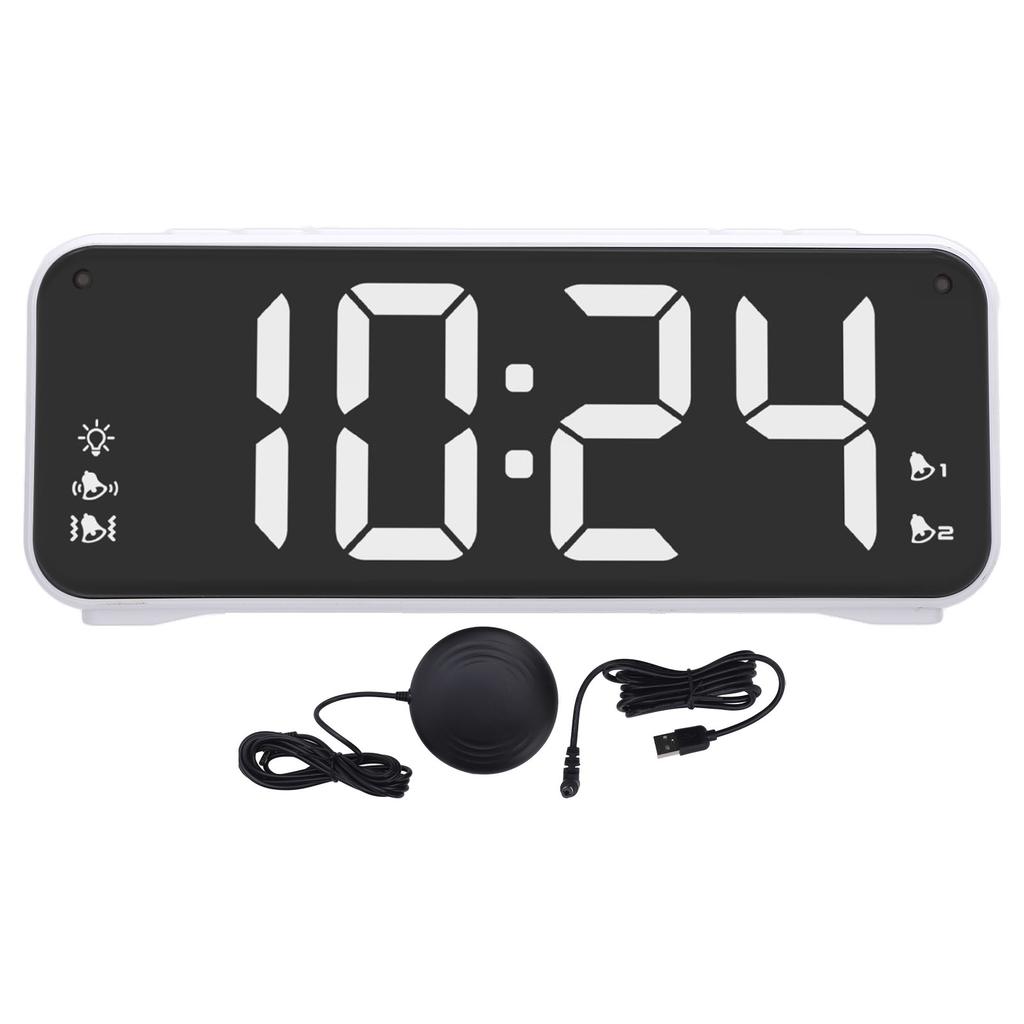 Extra Loud Dual Alarm Clock with Bed Shaker LED Display Bed Shaking Alarm Clock Snooze Function for