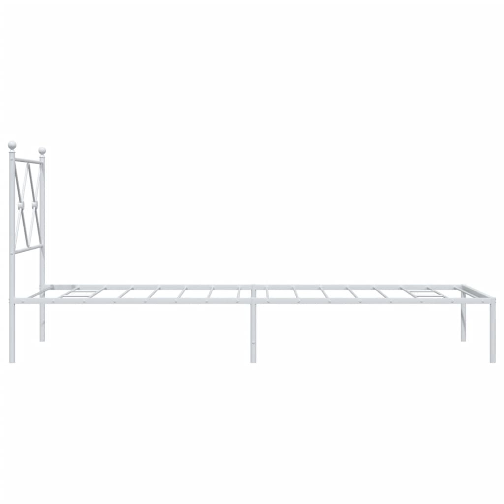 Metal Bed Frame with Headboard White 31.5 x78.7 (80x200 cm)
