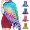 Thin Ethnic Style Silk Scarf Bib Feather Jacquard Scarves  For Spring Summer Autumn