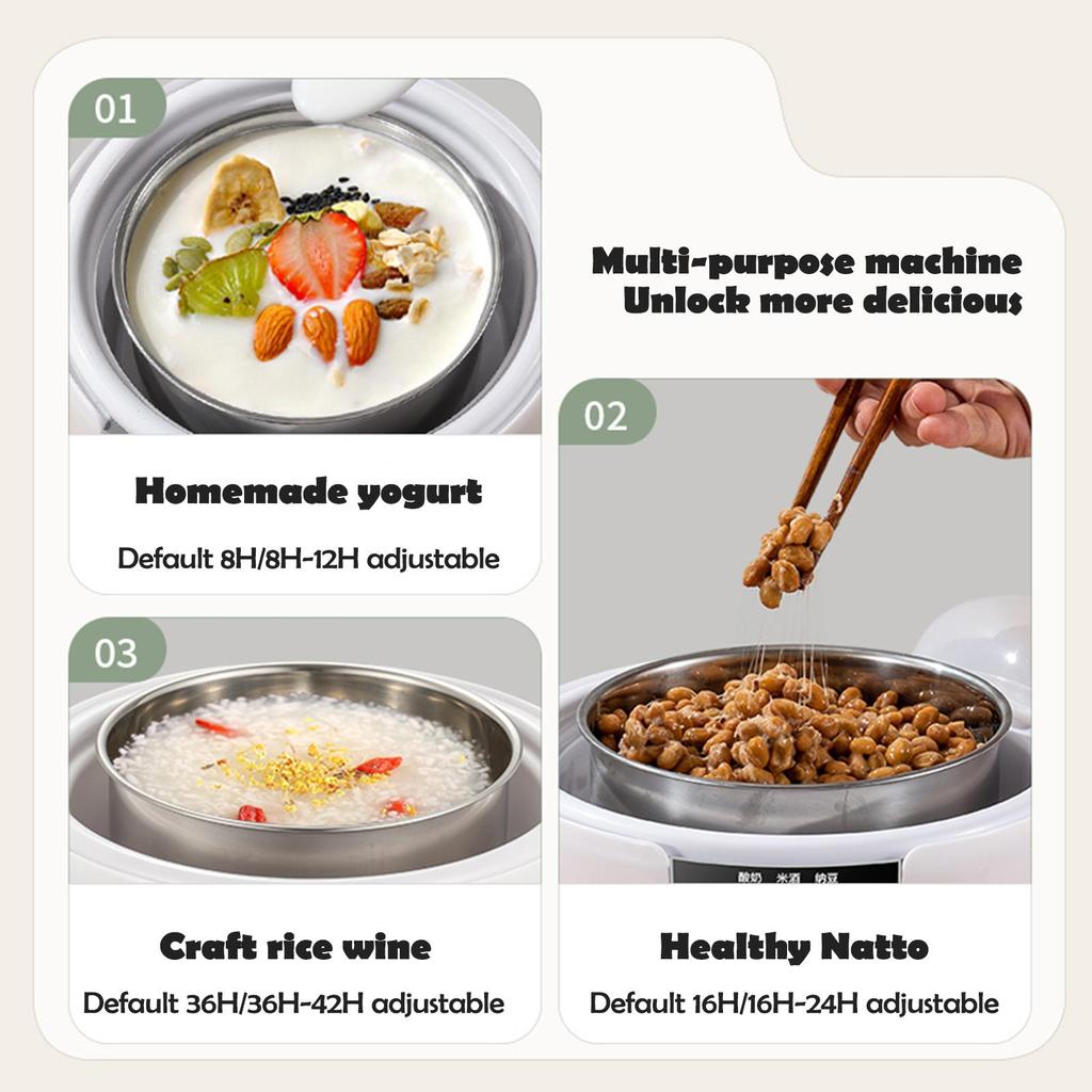 Electric Yogurt Maker Machine with Adjustable Temperature And Time Control 1.2L Multi-Function Yogurt Machine Automatic Yogurt Maker