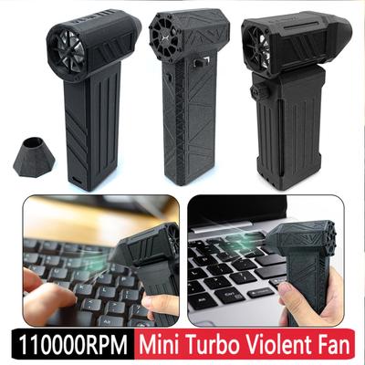 Мини турбо вентилятор с регулируемой скоростью вращения, мощный вентилятор 110000 об/мин, турбовентилятор 45 м/с, встроенный аккумулятор для ПК, клавиатура, камера