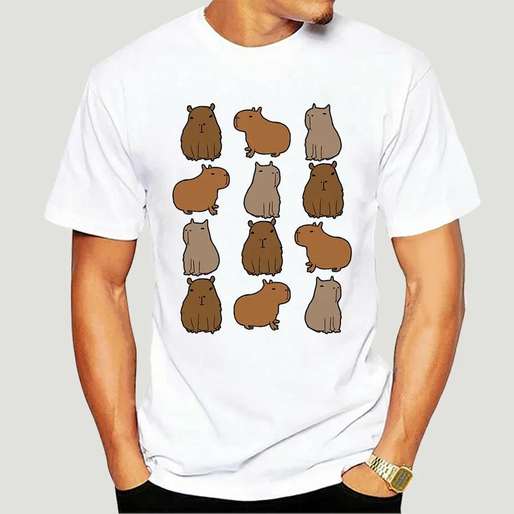 Уличная одежда Capybara Man Футболка Милый рисунок животных Мужские футболки Мужская одежда Уличная одежда Четыре сезона Хлопок
