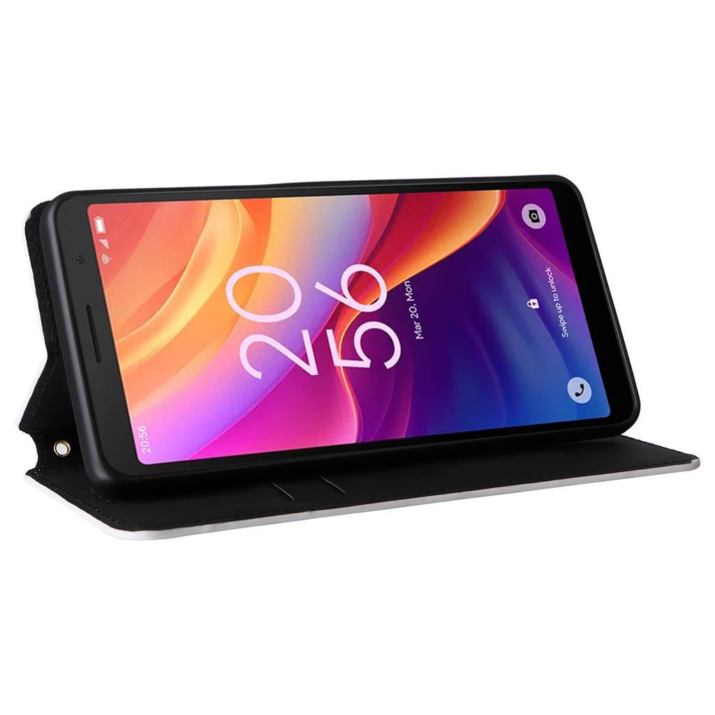 For TCL 501 T433D Case Rhombus Imprinted Phone Cover with Wallet Card Slots