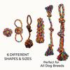 6pc Rainbow Color Dog Rope Toys Set Teeth Cleaning Durable&Long-Lasting Dog Toys