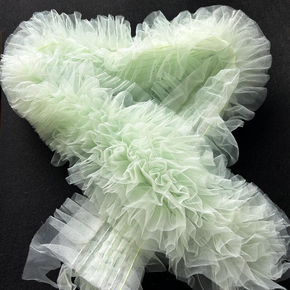 1Yard Pink White Blue Puff Skirt Lace Fabrics 3D Mesh Pleated For Sew Doll Clothes Headwear Curtain Party Background Decoration