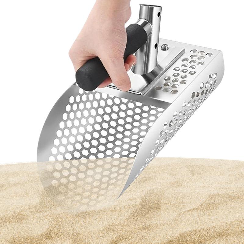 Совок для песка из нержавеющей стали, совок для металлоискателя, многофункциональная лопата-сито для песка, лопата для быстрой просевки для подводного использования, для заднего двора