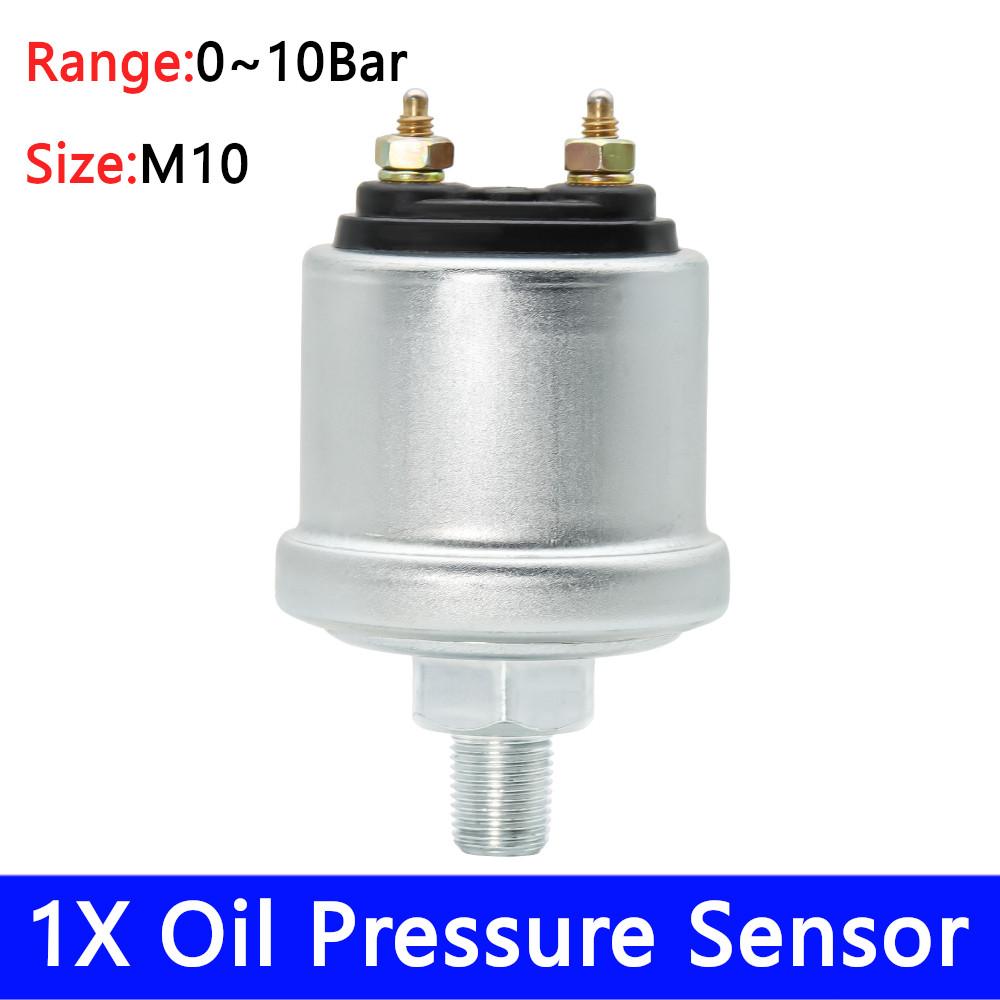 HD 1Pc Mechanical Oil Pressure Sensors NPT1/8 M10X1 Sensor Thread For 0-5 Bar 0-10 Bar 52mm Oil Pressure Gauge Sensors 9-32V