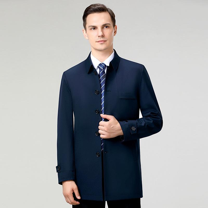 Аутентичная мужская куртка с лацканами из шелка тутового дерева, ветровка, мужское весенне-осеннее новое повседневное пальто средней длины в деловом стиле