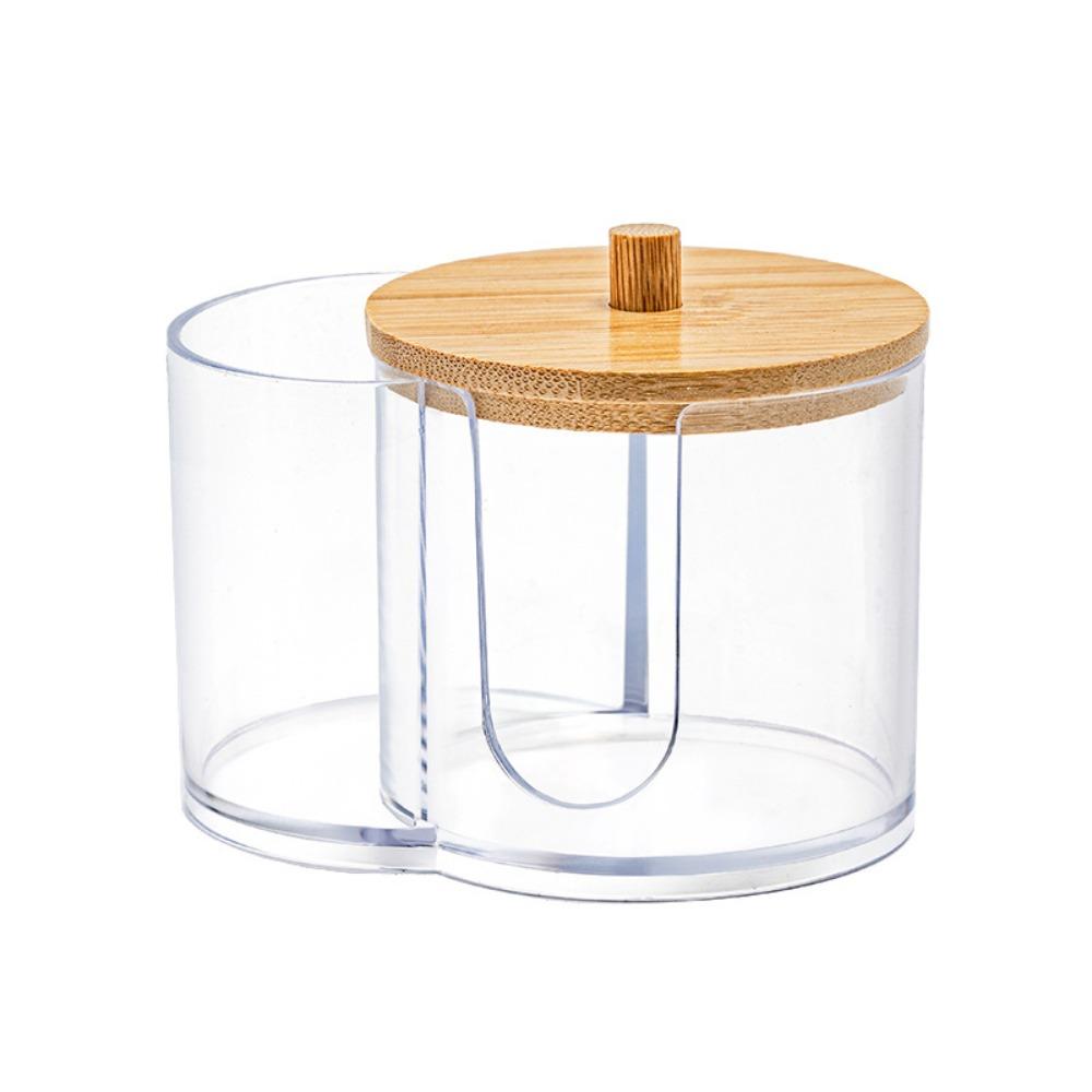 Transparent Acrylic Cotton Swab Box Powder Puff Storage Makeup Organizer Bathroom Organizer