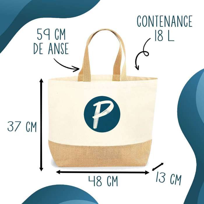 Sac en jute - PLANETEE - Petit Bazar Gymnaste d'Amour - jute naturel - multicolore - porté épaule