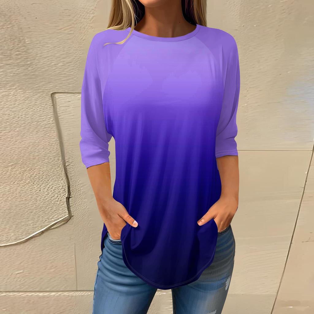 Женские модные повседневные топы для выхода в свет с принтом и рукавом реглан, пуловер с рукавами 3/4, топы с круглым вырезом