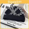 Y2k Goth Style Knit Hat With Chain Pattern For Streetwear And Hiphop Fans
