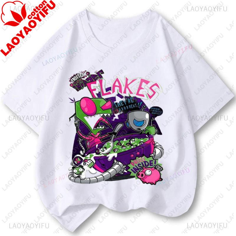 Cartoon Tv Invader Zim Tshirt Unisex Unisex Retro Cintage Popular Shirt Fashion Tee Kawaii Cute Creativity ShortSleeved Tops
