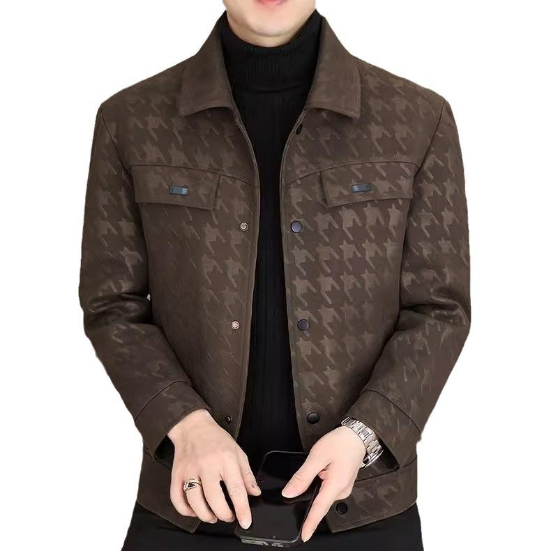 Высококачественная мужская кожаная куртка Qiandongge, мужская высококлассная модная свободная повседневная куртка из искусственной кожи, мужское пальто, весна и осень, новинка