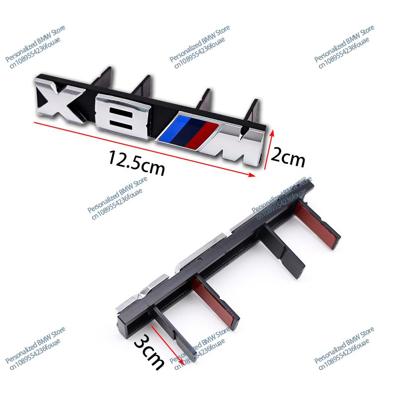 AAAQT1 M Logo Car Front Hood Grille Badge For BMW M1 M2 M3 M4 M5 M6 M7 M8 X3M X4M X5M X6M ABS Glossy Black X Emblem Front Grille Badge