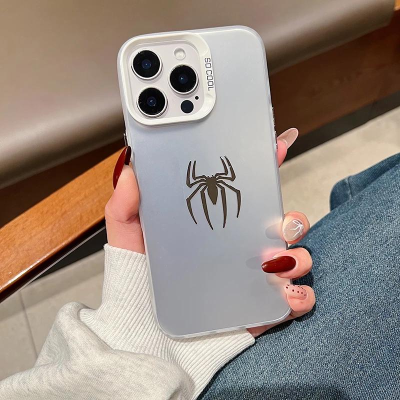 For iPhone 16 Pro Max Cases 3D Slivery Bat Spider Phone Case For iPhone 15 14 13 12 11 Pro 7 8 Plus X XR XS SE2 Shockproof Cover