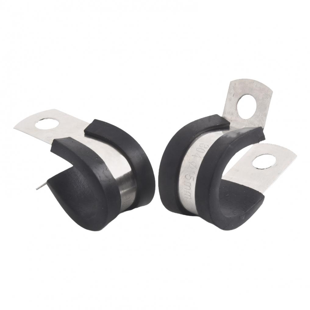 10pcs Stainless Steel Rubber Lined P Hose Pipe Clamps Cable Mounting Clips Wire