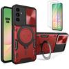 Protective Case - BOOLING - for Samsung Galaxy A56 5G - Red - Ring Camera Cover - 2 Tempered Glasses