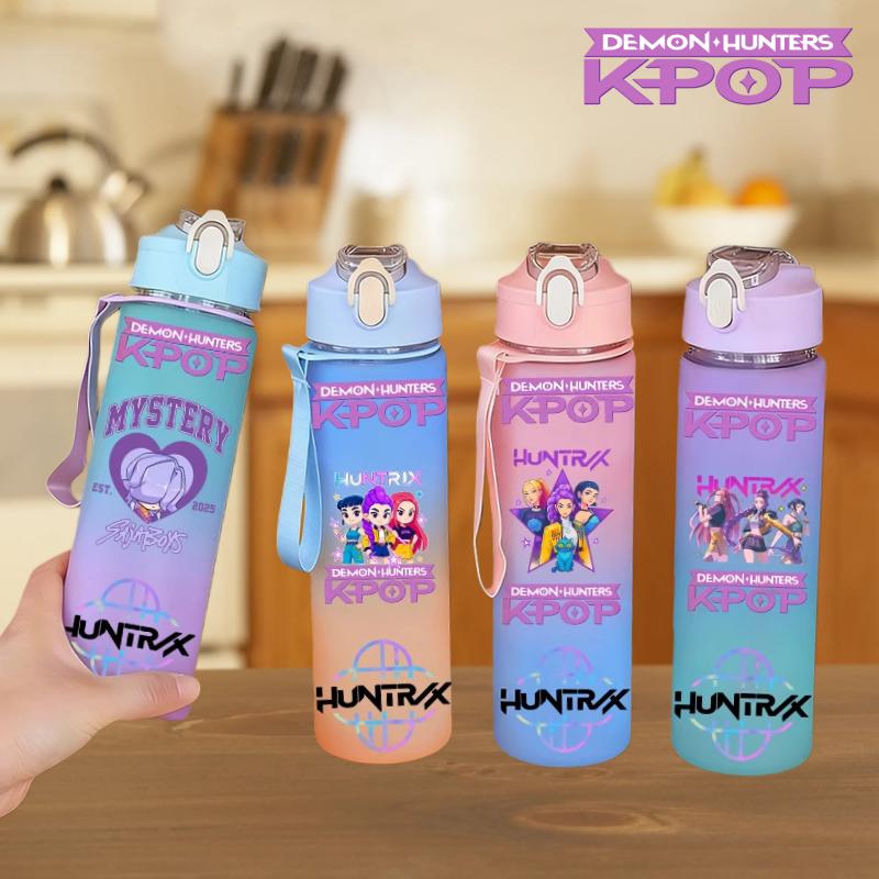 KPop Охотники на демонов Градиентные Бутылки для воды Студент Взрослый Стакан для питья Портативный Большая емкость Наружная бутылка для напитков Подарок 750 мл Безопасно для детей Развлекательный