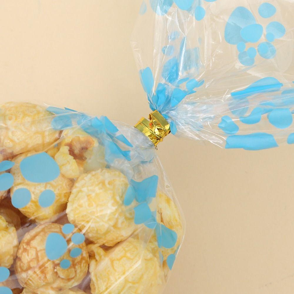 50 шт. прозрачные пакеты с принтом собачьих лапок из ОПП, плотные пластиковые подарочные упаковочные пакеты, целлофановый пакет с открытыми порциями, карман для хлеба, закуски
