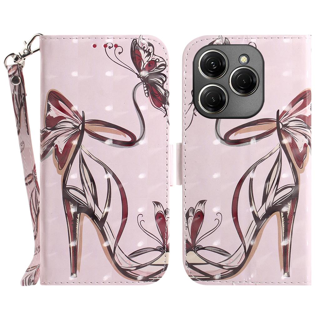 For TECNO Spark 20 Pro Case Pattern Printing Leather Wallet Cover with Strap