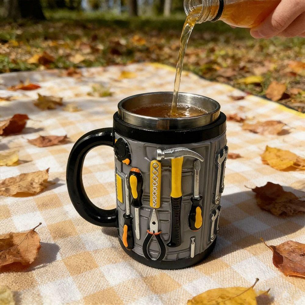 3D Mechanic Mug Stainless Steel Water Cup Funny Toolbox Design Coffee Cup Gifts for Men