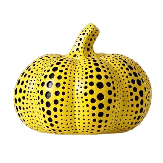 Статуэтка тыквы в желтый горошек Мини-скульптура из смолы тыквы Фигурка тыквы в горошек Главная
