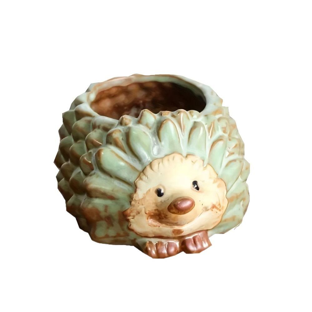 Ceramic Cartoon Animal Planter Small Succulent Plant Pot Ornament Hedgehog Flowerpot Home