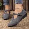 Fashion Size 36-43 Solid Color Women Mid Heel Pumps Buckle Strap Comfortable Shoes Autumn Casual Wedge Footwear Elegant Zapatos De Mujer