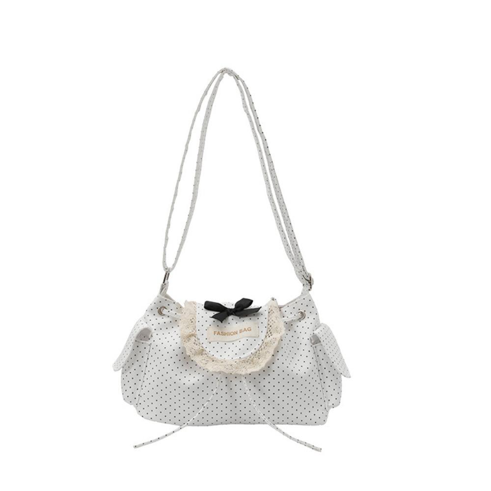 Korean Style Polka Dot Shoulder Bag Canvas Messenger Bag Temperament Retro Underarm Bag Ladies